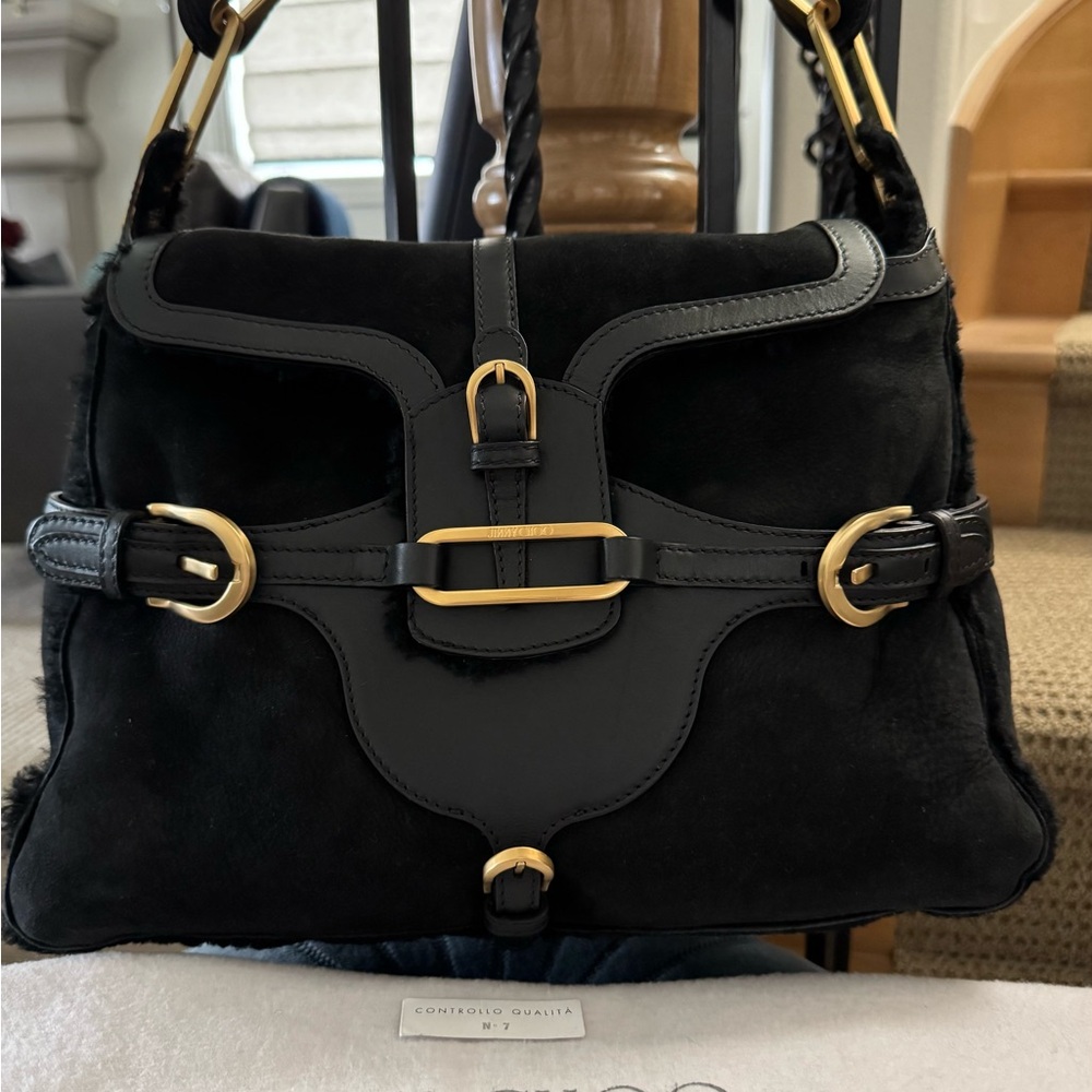 🩶SOLD🩶Jimmy Choo Black Suede/Shearling Tulita Bag